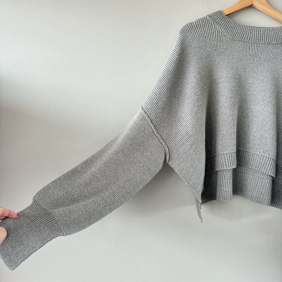 Free People Easy Street Crop Pullover Grey oversized New with tags! XL sweater - Picture 5 of 16